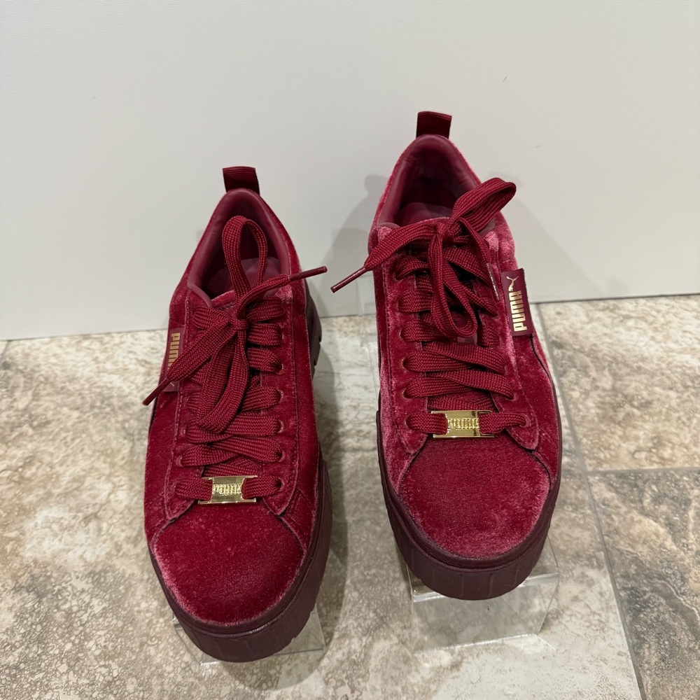 PUMA Burgundy Velvet Sneakers - Picture 2 of 6